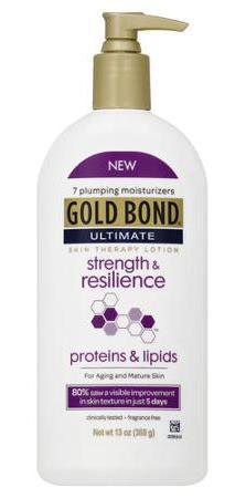 Gold Bond: Ultimate Strength & Resilience Skin Therapy Lotion Product Description: Gold Bond Ultimate Strength & Resilience Skin Therapy Lotion with proteins and lipids is designed specifically for