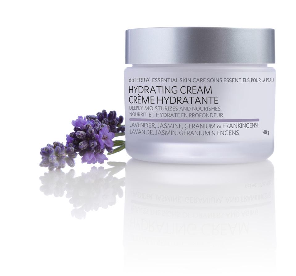 HYDRATING CREAM essential oils of LAVENDER, JASMINE, GERANIUM, and FRANKINCENSE The intensive moisture your skin has been waiting for. dōterra Hydrating Cream is saturated with nature s ingredients.