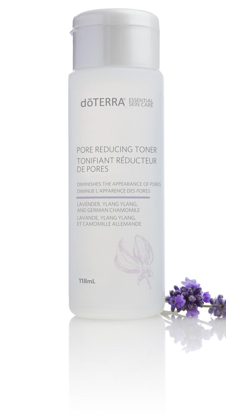 PORE REDUCING TONER essential oils of LAVENDER, YLANG YLANG, and GERMAN CHAMOMILE dōterra Pore Reducing Toner contains CPTG Certified Pure Tested Grade essential oils of Lavender, Ylang Ylang, and