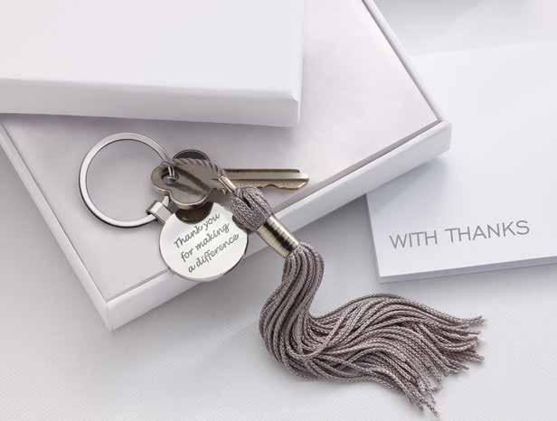 2017 KEY RING Silver tone plated with black nylon attachment.