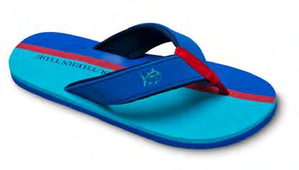 SURFSIDE FLIP-FLOPS I982 Ultra lightweight flip-flop with EVA cushioned surfboard inspired printed footbed. Finished with rubberized Skipjack logo and imprinted logo sole.