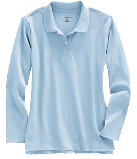 girls /women s Long Sleeve Interlock Feminine Fit Polo Drifter Zip Cardigan Drifter V-neck Sweater chambray blue, Grades 1-5 chambray blue Grades 6-8 230957-BQ1 Little Girl S-L $23.