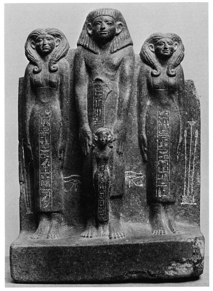 100 1. Group statue of the nomarch Ukhhotpe with wives and daughter. Meir, Dynasty 12, reign of Sesostris Ill (1878-1843 B.C.