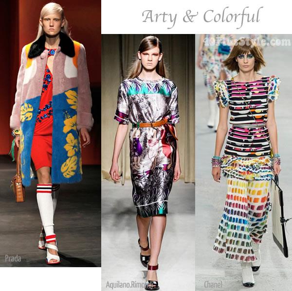 Arty & Colorful Lots of collections featured colorful arty creations like Prada, Chanel, Kenzo, Celine and Jill Sander.