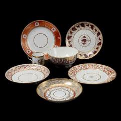 Plate 11 x 8 inches; Square Plate 10 x 8 1/2 inches; Shell Dish 8 1/4 x 6 inches.} (Paint losses on edges.) 432 Sold $240.00 433 Collection of English Porcelain Neoclassical Dishes.