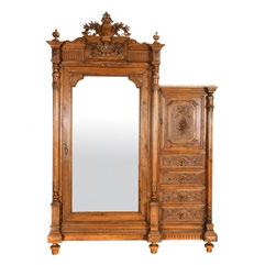 534 Italian Baroque Style Walnut Armoire with Attached Chest of Drawers.