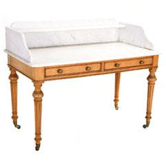 00 559 Louis XVI Style White Marble and Oak Console Table. Circa 1880.