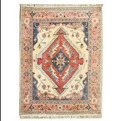 585 Hamadan Rug in Pink, Blue, and White. {Dimensions approximately 8' x 10'5"} 585 BUY IT NOW $246.00 586 Silk Rug, in the Persian Style.
