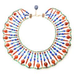 {Size: 7, Gross Weight: 2.3 dwts} 93 Sold $360.00 94 Multi-Stone, Vermeil Egyptain-Style Necklace.