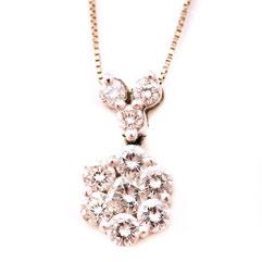 109 Diamond, 14k White Gold Pendant Necklace. Featuring ten full-cut diamonds weighing a total of approximately 1.15 cttw.