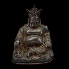 226 Large Southeast Asian Gilt Metal Seated Buddha Figure 20th Century Shown in meditation on a lotus base. {Height: 30 1/2 inches (77.4 cm) approximately} 226 Sold $480.