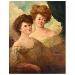 Was not examined under black light 303 Sold $840.00 304 EVELYN ALMOND (EA) WITHROW (Californian / English 1858-1928) "Portrait of Two Women" Oil on canvas.