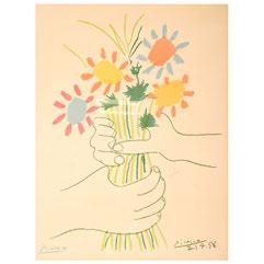 317 After PABLO PICASSO (Spanish 1881-1973) "Bouquet de Fleurs" Offset lithograph in colors on BFK Rives paper.