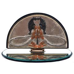 325 ROMAIN (ERTE) DE TIRTOFF (Russian Federation / French 1892-1990) "Reflections Table Mirror" Mixed media cold painted bronze with glass mirror on original swivel plinth.