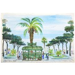 345 LLOYD LOZES GOFF (American 1908-1982) "Piazza in Naples" Watercolor. Sheet:13 3/4 x 20 1/2 inches.