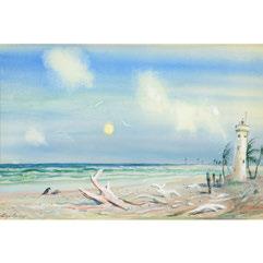 50 347 SARAH BRAYER (American b. 1957) "Winter Dawn" Color aquatint. Sheet: 33 1/2 x 19 inches; Frame: 35 1/2 x 20 5/8 inches.