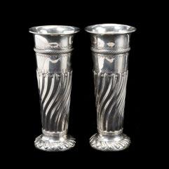 Sugar Tong {86 Pieces} {Total weighable silver 78.271 troy oz.} 381 Sold $1,020.00 382 Pair of Charles Clement Pilling Sterling Silver Vases. London, 1902.