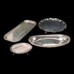 00 383 Four Sterling Silver Trays.