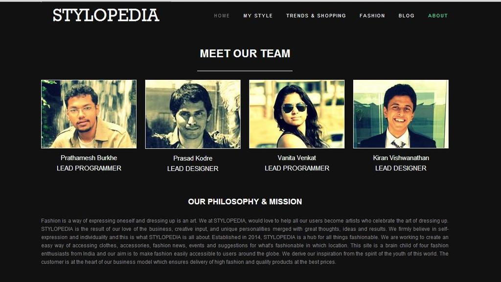 Team Members and Contributions Every team member contributed equally and has a significant role in leading to the completion of Stylopedia.