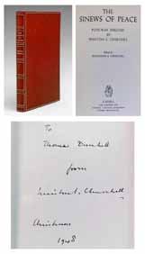 Churchill, 1947, full red leather binding with gilt coat of arms to front boards It is believed that Churchill s reference to being Dunhill s liberated friend is an allusion to being free from his