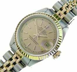 Lot 691 Lot 691 Rolex - Lady s Oyster Perpetual Datejust wristwatch, ref:418443, serial number 69173, signed champagne dial with date, gold hour batons and gold hands, signed screw down crown and