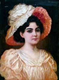 5cm 4000-6000 (+ 24% BP*) Lot 130 Theodor Recknagel (German 1865-1945) - Oil on panel - Portrait of a girl wearing a pink bonnet, 31.5cm x 23.