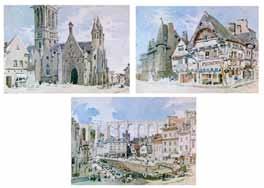 Towill 10000-15000 (+ 24% BP*) Lot 177 Charles Claude Pyne (1802-1878) - Group of three watercolours - French Views comprising: St Germain, Bridge Of Boats Over The Rhone and Lyon Cathedral, all