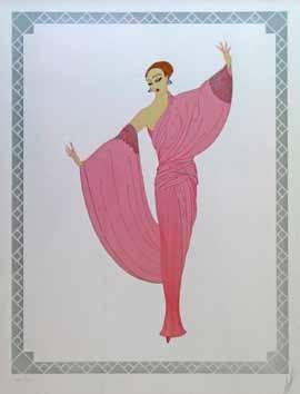 R. 50-80 (+ 24% BP*) Lot 207 Erte (Russian/French 1892-1990) - Signed limited edition colour serigraph - Lady In A Purple Dress, No.33/196, signed and numbered in pencil, 49.5cm x 37cm A.R. 100-150 (+ 24% BP*) Lot 208 Erte (Russian/French 1892-1990) - Signed limited edition coloured lithograph - Seductress, from the six piece Vamps Folio, published by Circle Fine Art 1979, No.