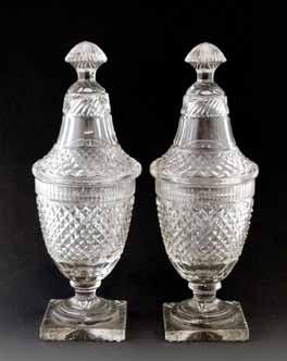 5cm high exclusive of stoppers 200-300 (+ 24% BP*) Lot 303 Lot 303 Pair of good quality cut glass