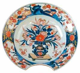 speckled blue glaze, the other a plain blue glaze, each with red seal marks and measuring 12cm diameter 250-350 (+ 24% BP*) Lot 336 18th Century Chinese octagonal dish, polychrome decorated in the