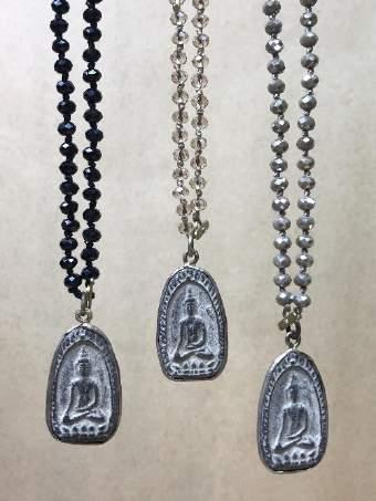 necklace, 90 cm, with Buddha amulet in tin.