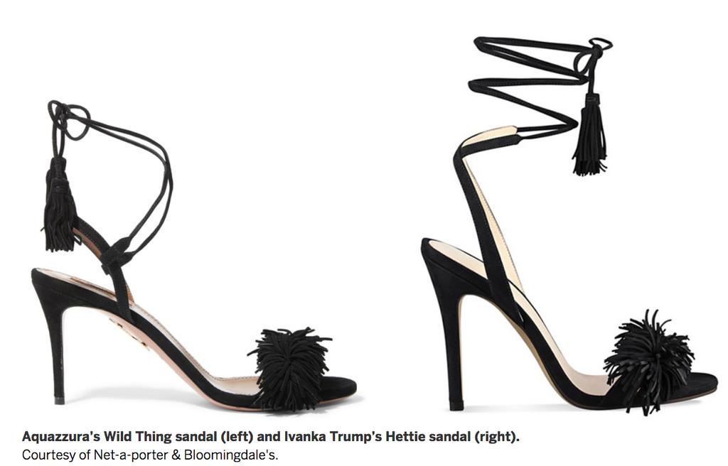 TRADE DRESS AND DESIGN PATENT Aquazzura v. Ivanka Trump http://footwearnews.