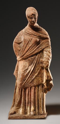 A cloak is draped around her legs and left arm and would originally have been held in place by her (now missing) raised right hand. Several antefixes with the same composition have been preserved.