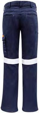 tape, press studs, labels, threads, buttons, mesh and any other trims on the garment are FR rated Double layer knee for increased durability Two side cargo pockets with flaps and FR press stud