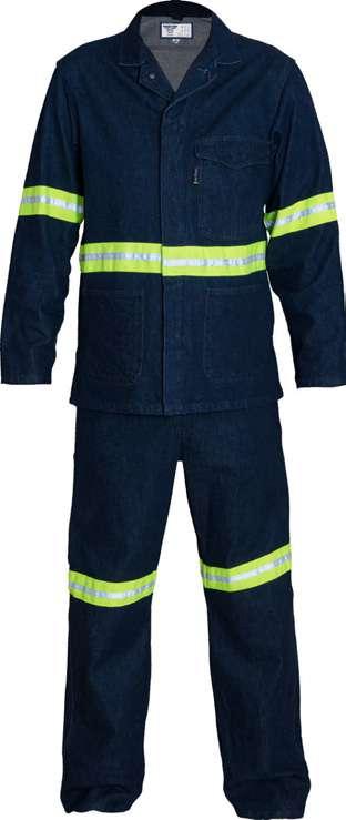 High Visibility SUIT: 06178 / TOP: 06473 / TROUSERS: 06362 Men s Long Sleeve Denim Two Piece Suit Easy fitting long sleeve jacket with centre front zip Single breast pocket with flap and stud closure