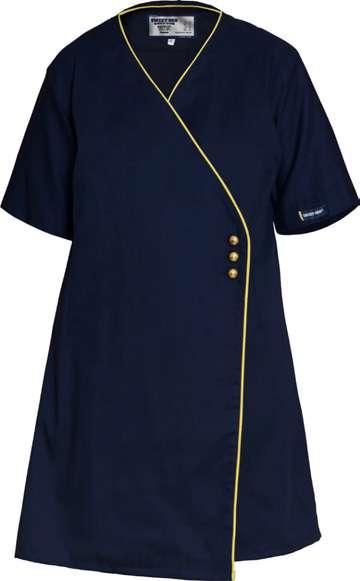 40201 Ladies Hospitality Dress Short sleeve, knee length wrap dress with front side button closure 100% Cotton S - 3XL 185gsm Colours (1) Navy