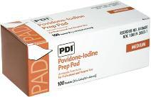 PDI PVP IODINE CLEANSING SCRUB SWABSTICK 3 S (4") S82125 25/box, 10 boxes/cs C.