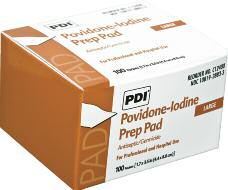 S (4") D. PDI PVP IODINE PREP PAD MEDIUM (1-3/16" x 2-5/8") B40600 100/box, 10 boxes/cs E.