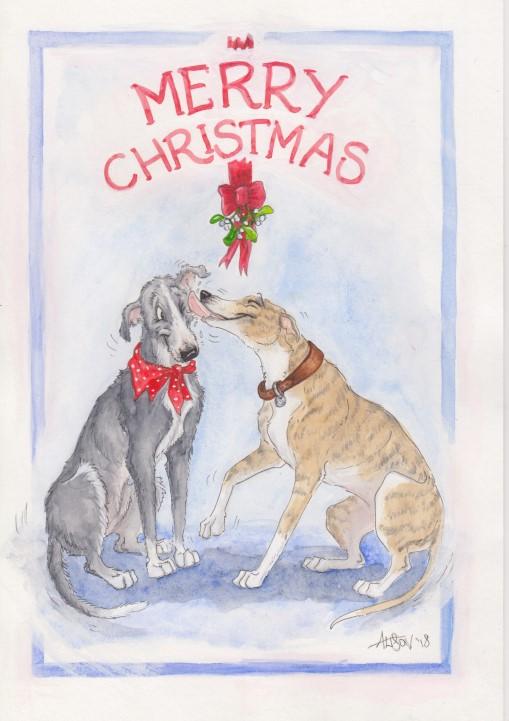 99 Greyhounds in Need Christmas cards designed by Alison