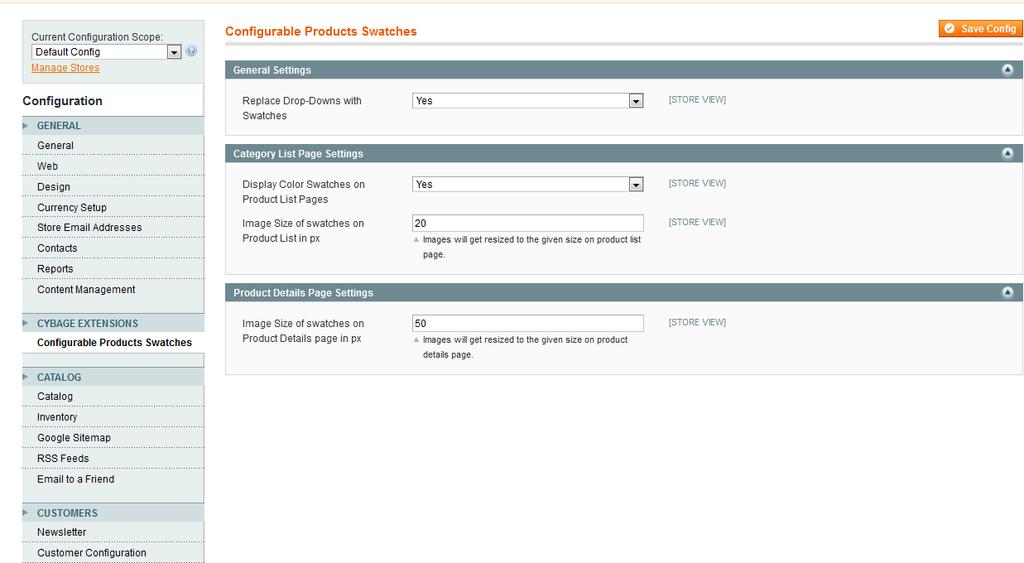 Administration Management Configurable Products Swatches 3. On the Configurable Products Swatches page, provide the configuration details for the Color Swatch add-on.