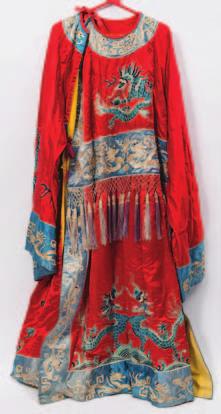 731 731 A late 19th/early 20th century Chinese silk embroidered robe decorated all over with