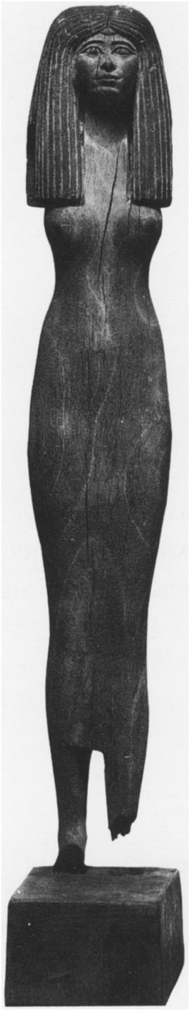 Fig. 1. Stepping female, wood, Baltimore, Walters Art Gallery, no. 22.15. Fig. 2. Detail of Figure 1.