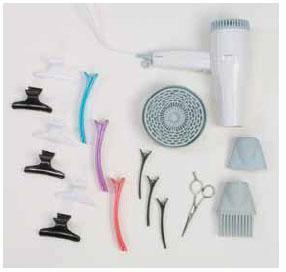 Continuing Page 15 of 60 Clips Blow Dryer, Diffuser Concentrator, Nozzle, and Scissors Tail comb: A tail comb is excellent for design parting, sectioning large segments of hair, and opening and