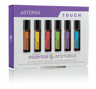 dōterra EESSENTIAL AROMATICS TOUCH dōterra ESSENTIAL AROMATICS TOUCH The dōterra Essential Aromatics Touch line contains six unique essential oil blends combined with Fractionated Coconut Oil in 10