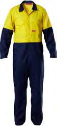 COVERALLS * Y00015 FOUNDATIONS POLY COTTON COVERALL SIZE 77R 122R, 74L 94L (74L 99L NAV), 87S 132S COLOUR Blue Medit (BME), Green (GRN), Navy (NAV) 220gsm, 65% polyester/35% cotton fabric Left chest
