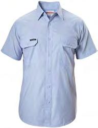 SIZE S 5XL COLOUR Chambray (CHM) 140gsm, pre-shrunk 100% cotton chambray Pleated back Two piece collar & stand Placket