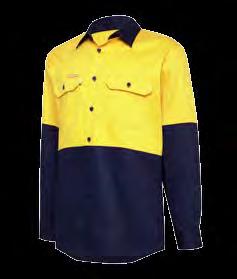 left pocket Back pleats Two piece collar and stand Features Fade Shade Indicator for high visibility non-compliance* Y07984