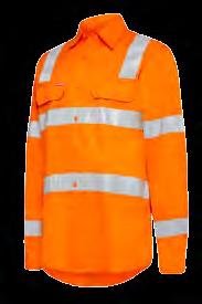 Y04265 FOUNDATIONS BIOMOTION HI-VISIBILITY SHIRT WITH TAPE LONG SLEEVE SIZE S 5XL COLOUR Special Purpose Orange (SPO) 145gsm, 100% cotton twill ReflecTec 50mm retroreflective tape, in Vic Rail