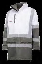 PU coating ReflecTec 50mm retroreflective tape, in Biomotion configuration H front, X-back Quilted jacket Concealed hood