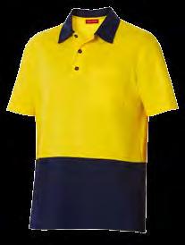 SLEEVE POLO SIZE 2XS 5XL COLOUR Orange/Navy (ONA), Yellow/Navy (YNA) 200gsm, 80% polyester/20% cotton pique Regular fit through body Button front placket Chest pocket with pen partition Splits at